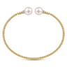 14K Yellow Gold Bujukan Diamond and Pearl Split Bangle - 0.05 ct