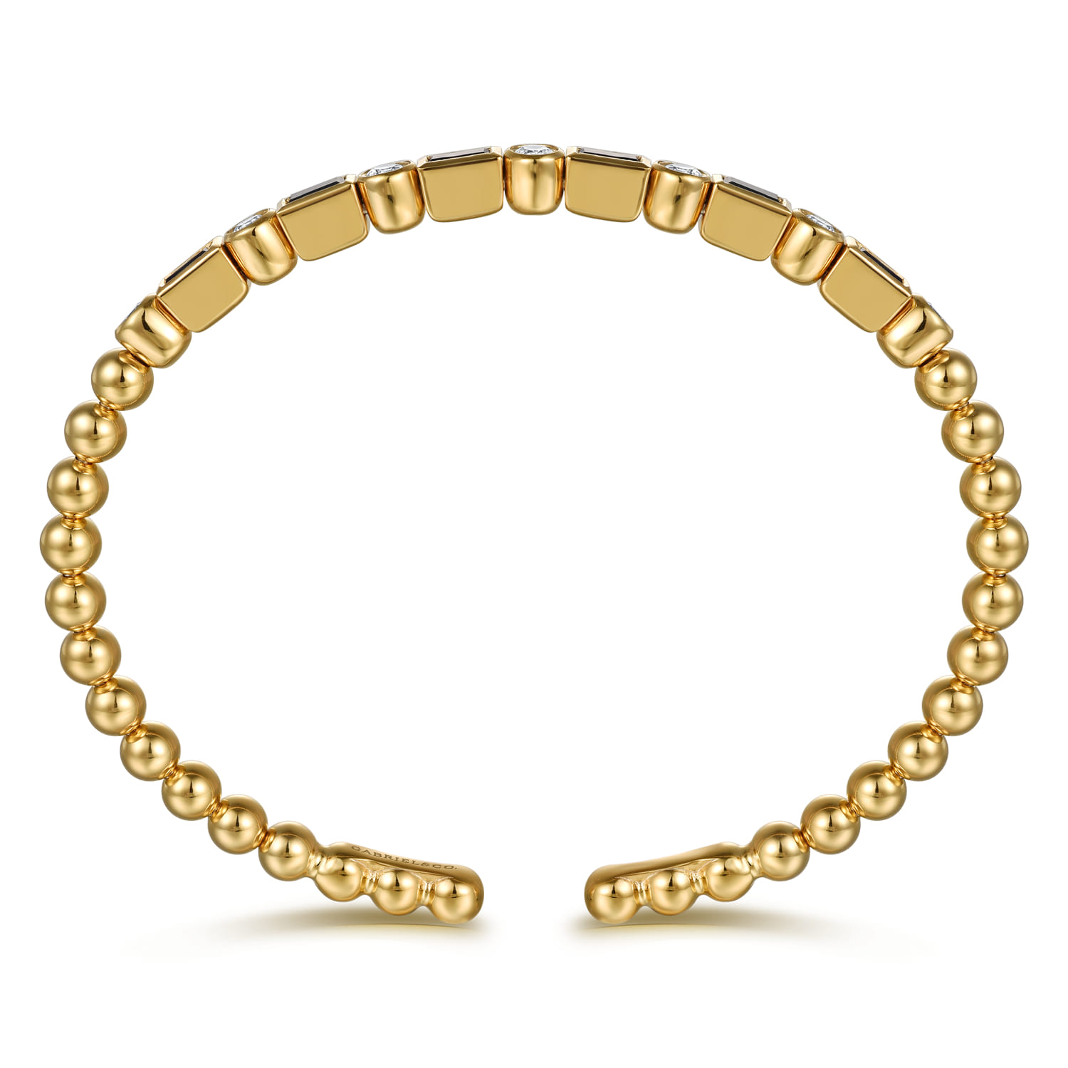 14K Yellow Gold Bujukan Diamond and Rectangle Sapphire Split Bangle Bracelet - 0.5 ct - Shot 3