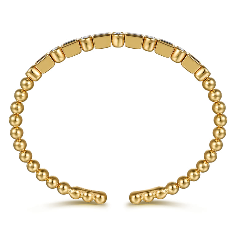 14K Yellow Gold Bujukan Diamond and Rectangle Sapphire Split Bangle Bracelet - 0.5 ct - Shot 3