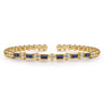 14K Yellow Gold Bujukan Diamond and Rectangle Sapphire Split Bangle Bracelet - 0.5 ct