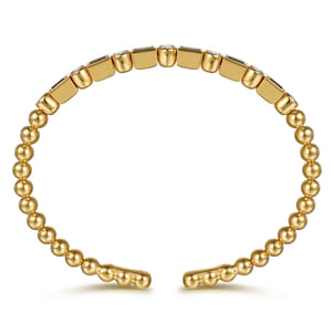 14K Yellow Gold Bujukan Diamond and Rectangle Sapphire Split Bangle Bracelet