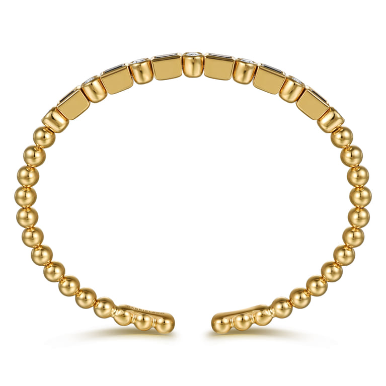 14K Yellow Gold Bujukan Diamond and Rectangle Sapphire Split Bangle Bracelet - 0.5 ct - Shot 3