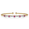 14K Yellow Gold Bujukan Diamond and Ruby Cuff Bracelet - 0.3 ct