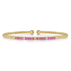 14K Yellow Gold Bujukan Diamond and Ruby Split Bangle