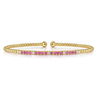 14K Yellow Gold Bujukan Diamond and Ruby Split Bangle