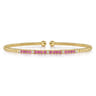 14K Yellow Gold Bujukan Diamond and Ruby Split Bangle - 0.09 ct