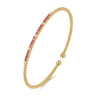 14K Yellow Gold Bujukan Diamond and Ruby Split Bangle - 0.09 ct