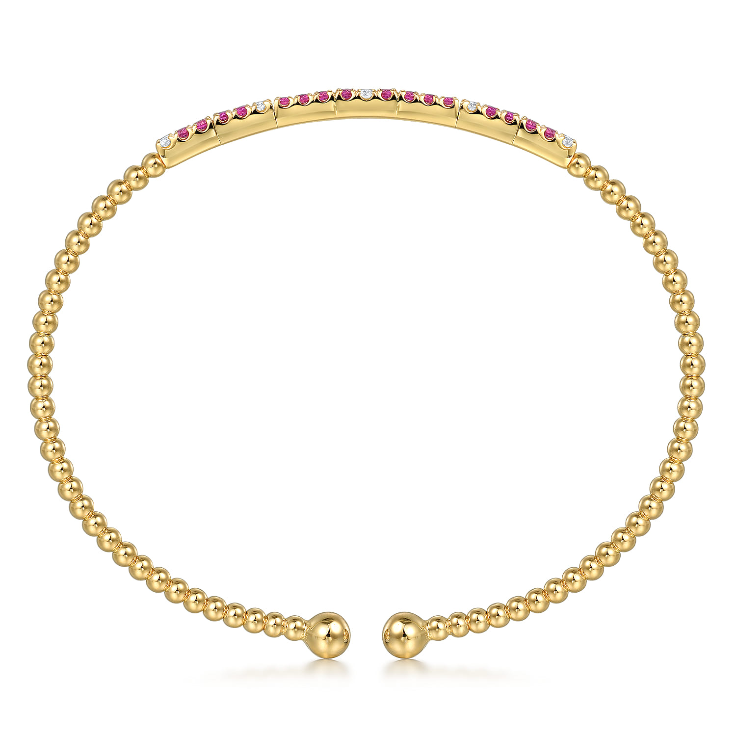 14K Yellow Gold Bujukan Diamond and Ruby Split Bangle - 0.09 ct - Shot 3