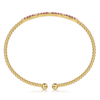 14K Yellow Gold Bujukan Diamond and Ruby Split Bangle