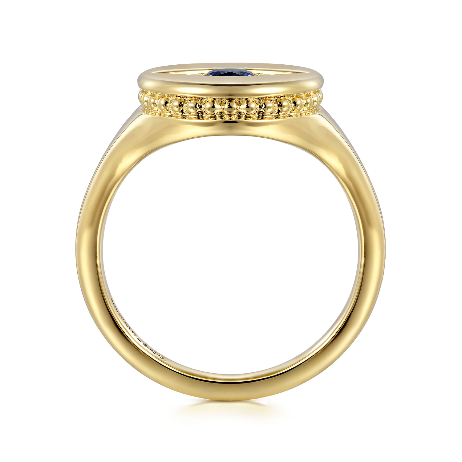 14K Yellow Gold Bujukan Diamond and Sapphire Evil Eye Signet Ladies Ring