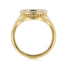 14K Yellow Gold Bujukan Diamond and Sapphire Evil Eye Signet Ladies Ring - 0.04 ct