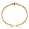 14K Yellow Gold Bujukan Diamond and White Mother of Pearl Medallion Split Bangle Bracelet - 0.08 ct