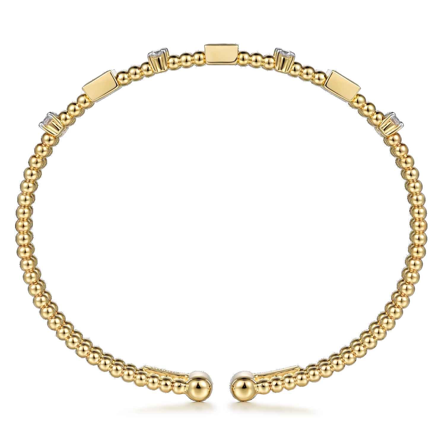 14K Yellow Gold Bujukan Double Rows Baguette Diamond Fashion Bangle - 0.75 ct - Shot 3