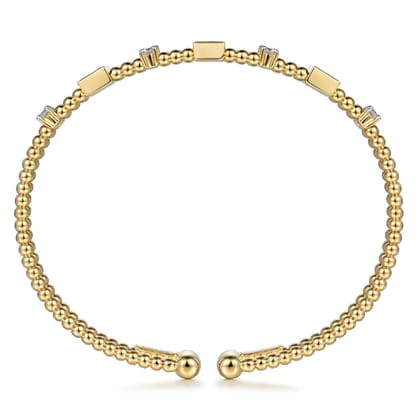 14K Yellow Gold Bujukan Double Rows Baguette Diamond Fashion Bangle