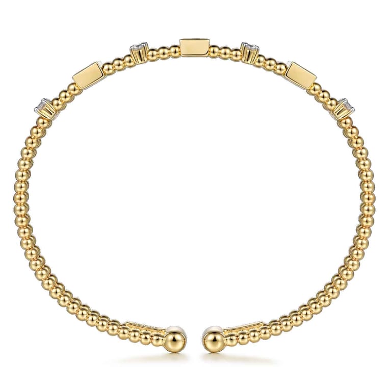 14K Yellow Gold Bujukan Double Rows Baguette Diamond Fashion Bangle - 0.75 ct - Shot 3