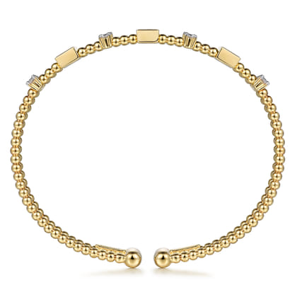 14K Yellow Gold Bujukan Double Rows Baguette Diamond Fashion Bangle