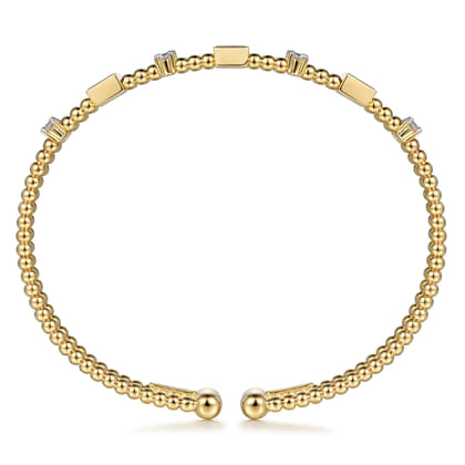 14K Yellow Gold Bujukan Double Rows Baguette Diamond Fashion Bangle