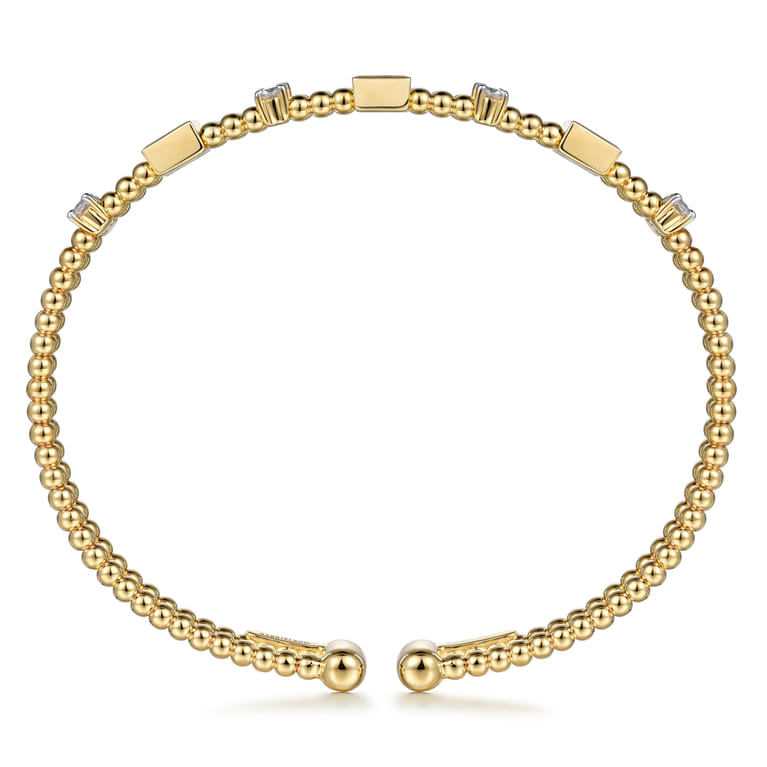 14K Yellow Gold Bujukan Double Rows Baguette Diamond Fashion Bangle - 0.75 ct - Shot 3
