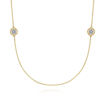 14K Yellow Gold Bujukan Double Sided Diamond Station Necklace