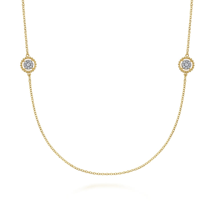 14K Yellow Gold Bujukan Double Sided Diamond Station Necklace - 0.6 ct - Shot 1