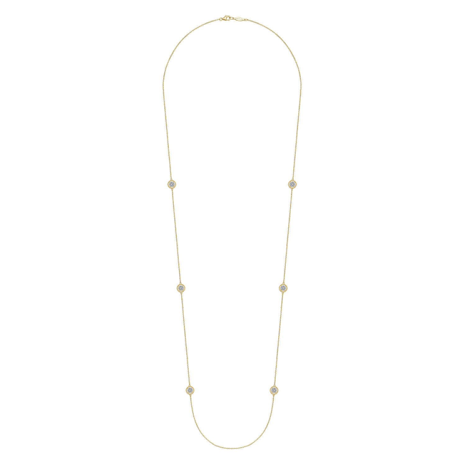 14K Yellow Gold Bujukan Double Sided Diamond Station Necklace - 0.6 ct - Shot 2