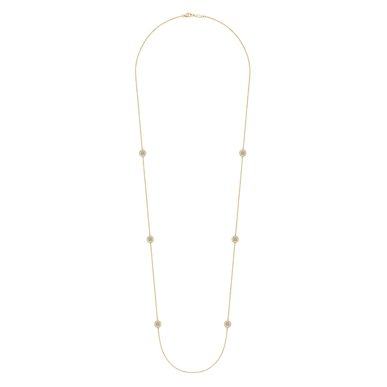 14K Yellow Gold Bujukan Double Sided Diamond Station Necklace - 0.6 ct - Shot 2