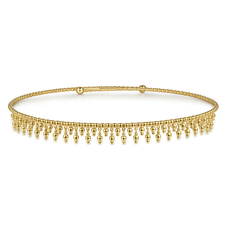 14K Yellow Gold Bujukan Drop Choker Necklace - Shot 1
