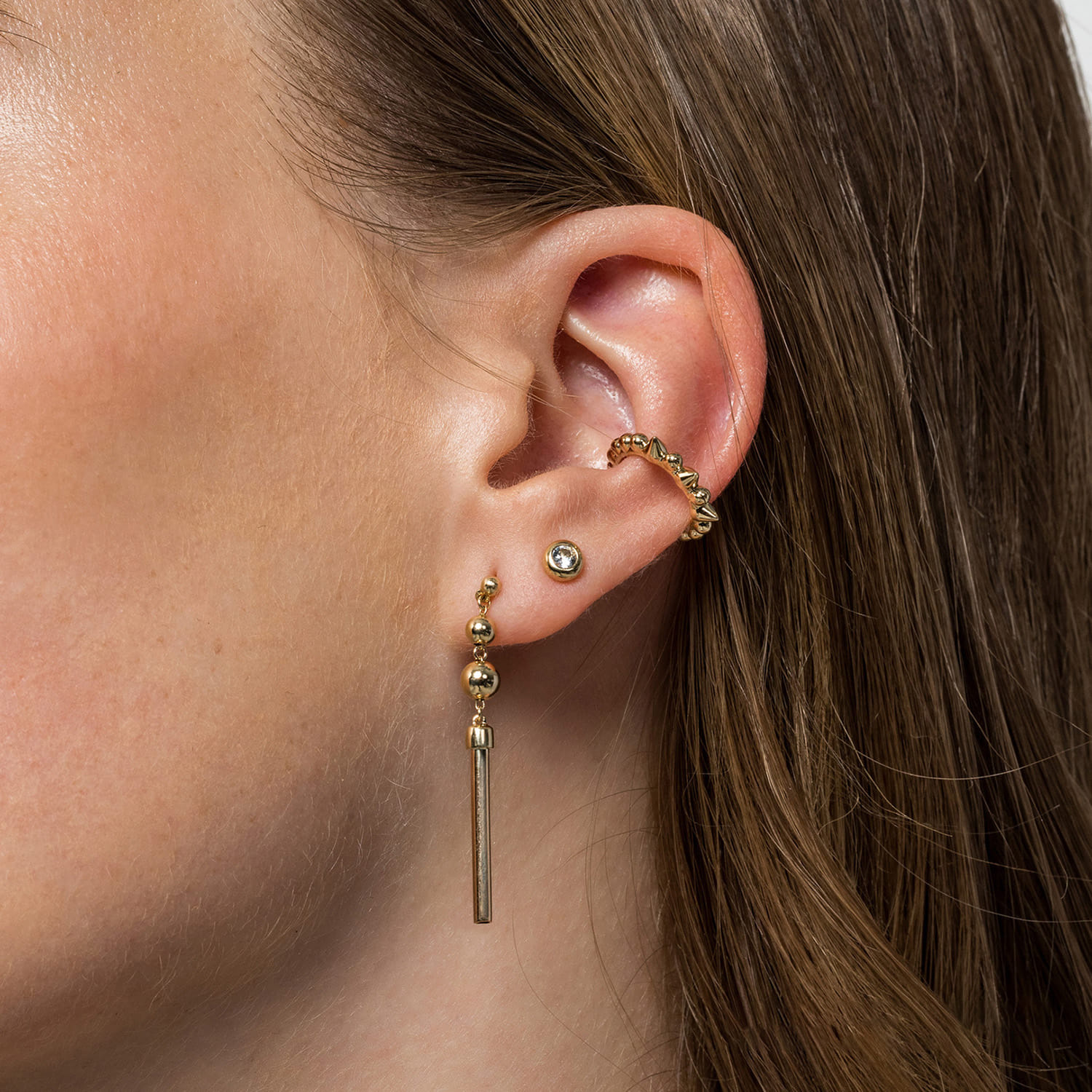 14K Yellow Gold Bujukan Drop Earrings - Shot 3