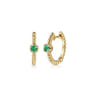 14K Yellow Gold Bujukan Emerald 15mm Huggie Earrings