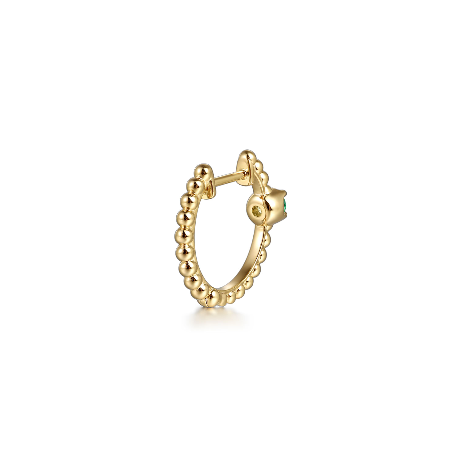 14K Yellow Gold Bujukan Emerald 15mm Huggie Earrings
