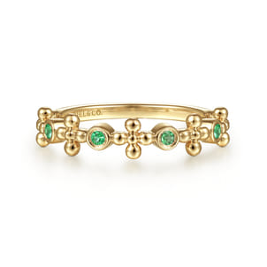 14K Yellow Gold Bujukan Emerald Stackable Ring
