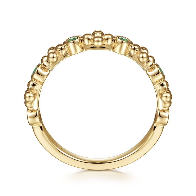 14K Yellow Gold Bujukan Emerald Stackable Ring - Shot 2