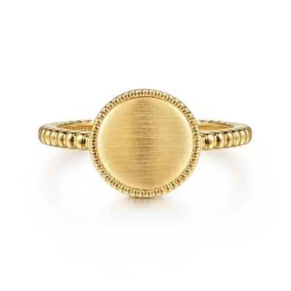 14K Yellow Gold Bujukan Engravable Signet Ring