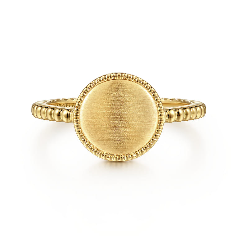 14K Yellow Gold Bujukan Engravable Signet Ring - Shot 1