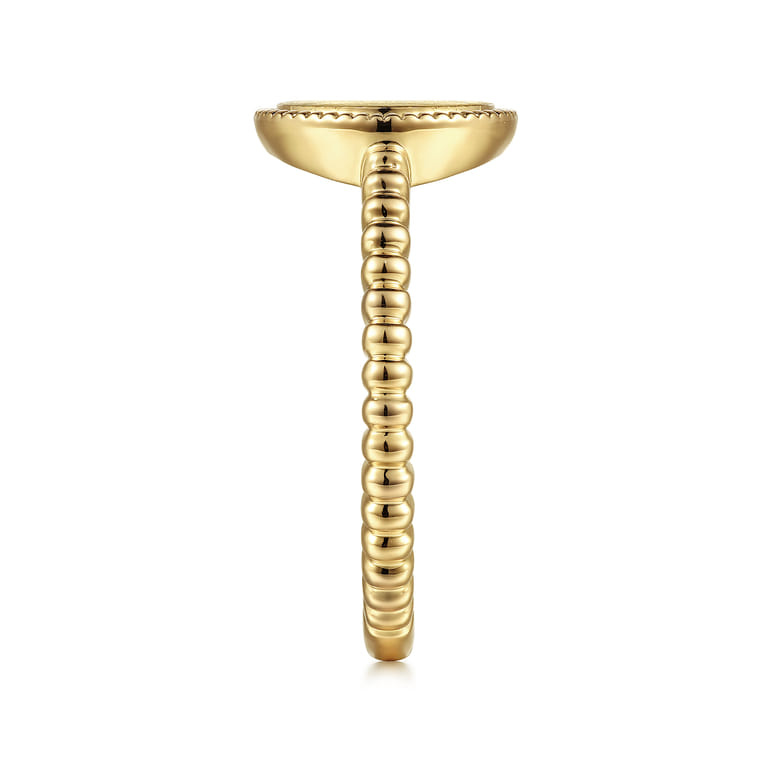 14K Yellow Gold Bujukan Engravable Signet Ring - Shot 4