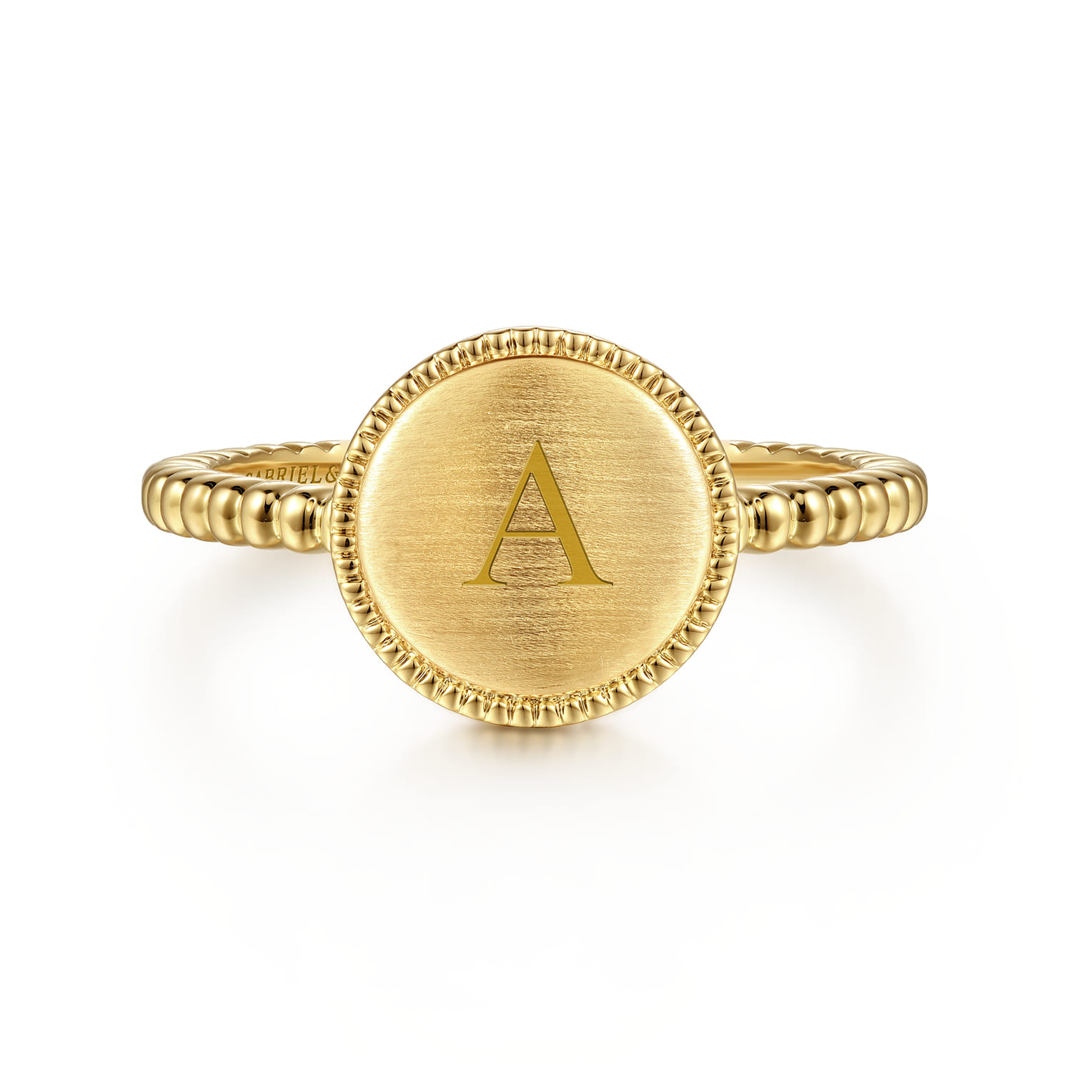 14K Yellow Gold Bujukan Engravable Signet Ring - Shot 6
