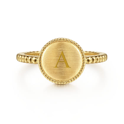14K Yellow Gold Bujukan Engravable Signet Ring
