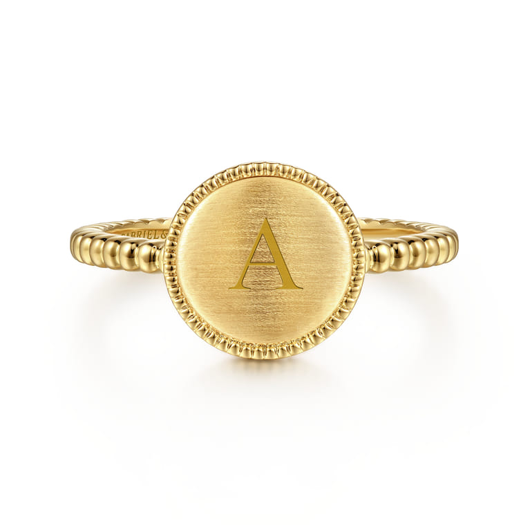 14K Yellow Gold Bujukan Engravable Signet Ring - Shot 6