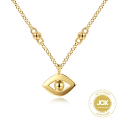 14K Yellow Gold Bujukan Evil Eye Pendant Necklace