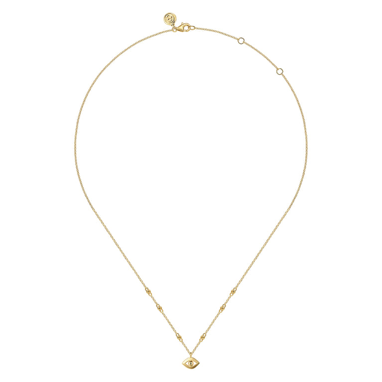 14K Yellow Gold Bujukan Evil Eye Pendant Necklace - Shot 2