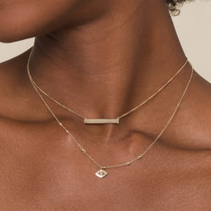 14K Yellow Gold Bujukan Evil Eye Pendant Necklace