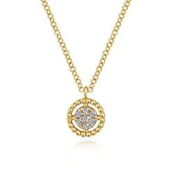 14K Yellow Gold Bujukan Floating Diamond Pendant Necklace