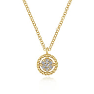 14K Yellow Gold Bujukan Floating Diamond Pendant Necklace