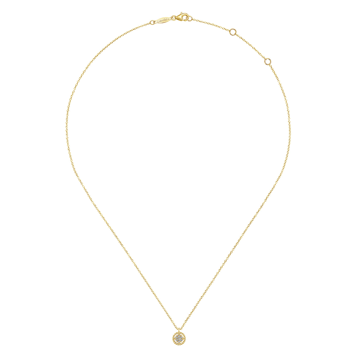 14K Yellow Gold Bujukan Floating Diamond Pendant Necklace - 0.05 ct - Shot 2