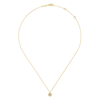 14K Yellow Gold Bujukan Floating Diamond Pendant Necklace