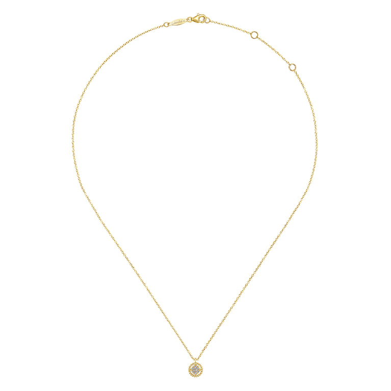 14K Yellow Gold Bujukan Floating Diamond Pendant Necklace - 0.05 ct - Shot 2