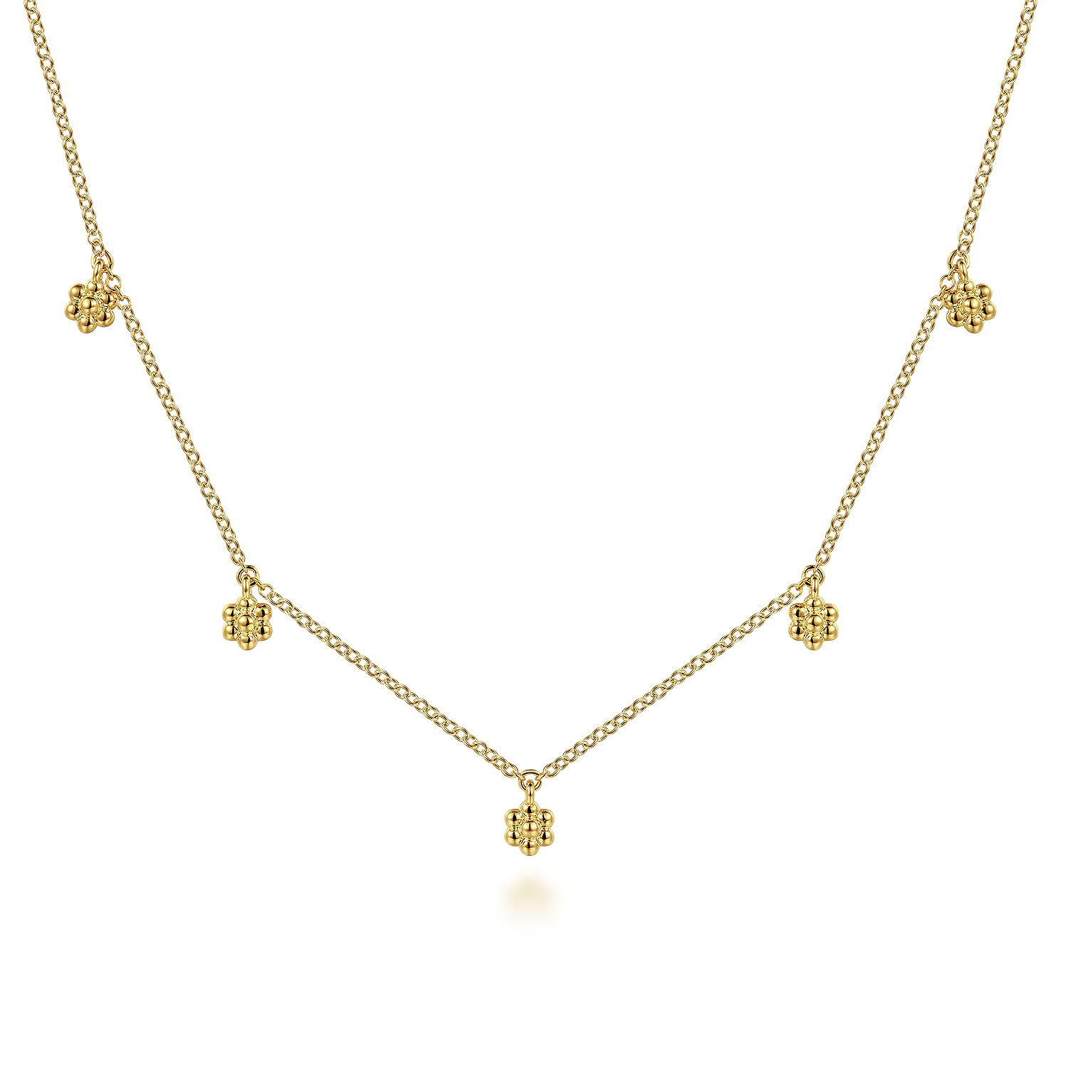 14K Yellow Gold Bujukan Flower Drop Station Necklace
