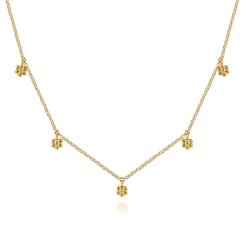 14K Yellow Gold Bujukan Flower Drop Station Necklace