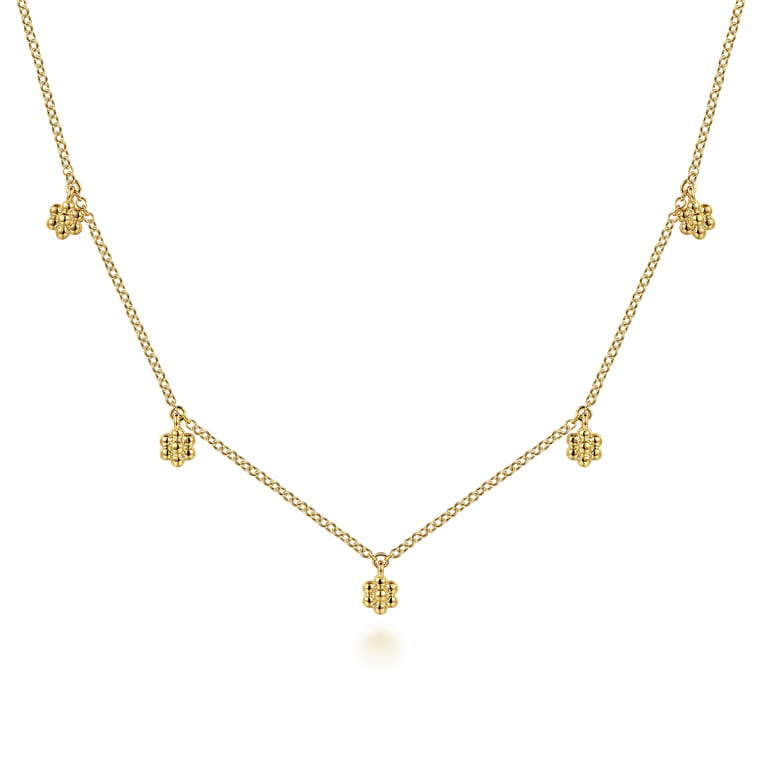 14K Yellow Gold Bujukan Flower Drop Station Necklace - Shot 1