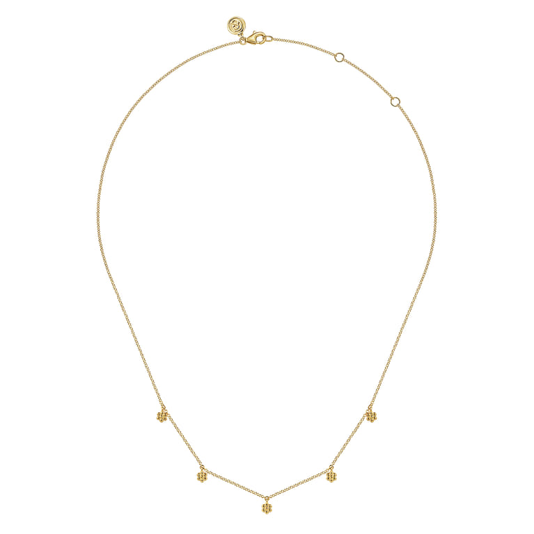 14K Yellow Gold Bujukan Flower Drop Station Necklace - Shot 2